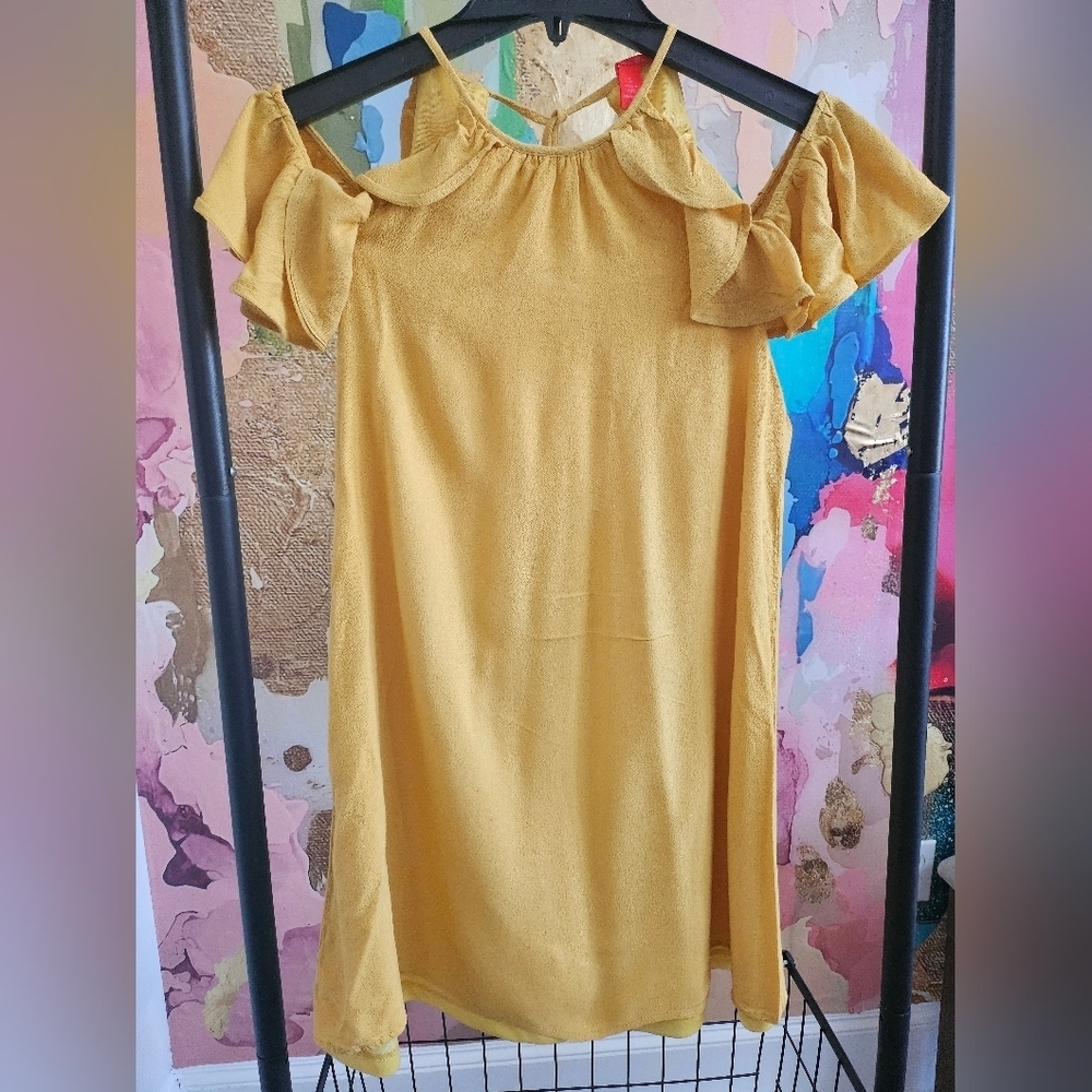 Chelsea & Violet Yellow Ruffle Sleeve Dress